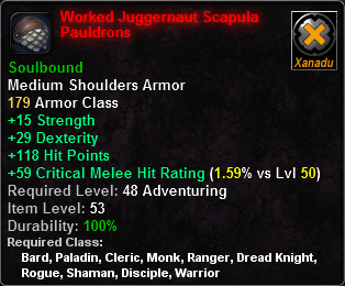 In-game tooltip for Worked Juggernaut Scapula Pauldrons