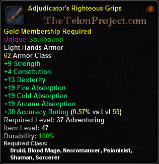 In-game tooltip for Adjudicator's Righteous Grips