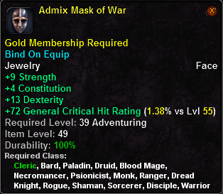 In-game tooltip for Admix Mask of War
