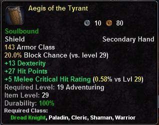 In-game tooltip for Aegis of the Tyrant