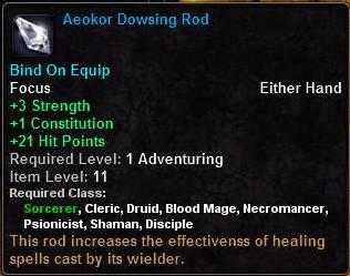 In-game tooltip for Aeokor Dowsing Rod
