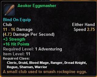 In-game tooltip for Aeokor Eggsmasher