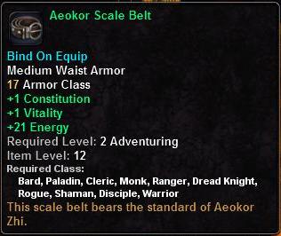 In-game tooltip for Aeokor Scale Belt
