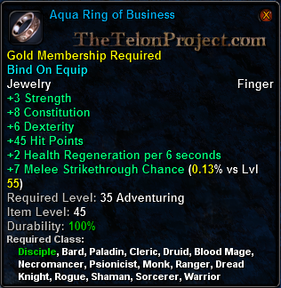 In-game tooltip for Aqua Ring of Business