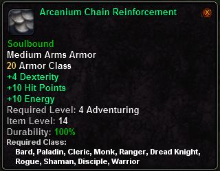 In-game tooltip for Arcanium Chain Reinforcement