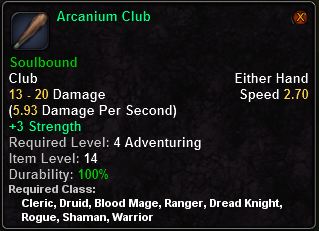 In-game tooltip for Arcanium Club