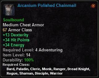 In-game tooltip for Arcanium Polished Chainmail
