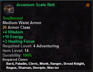 In-game tooltip for Arcanium Scale Belt