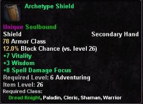 In-game tooltip for Archetype Shield