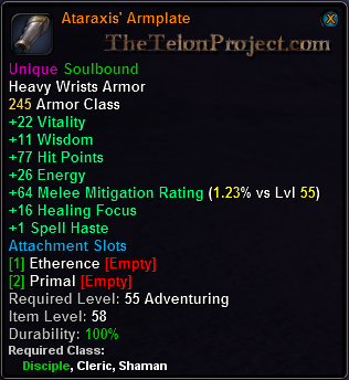 In-game tooltip for Ataraxis' Armplate