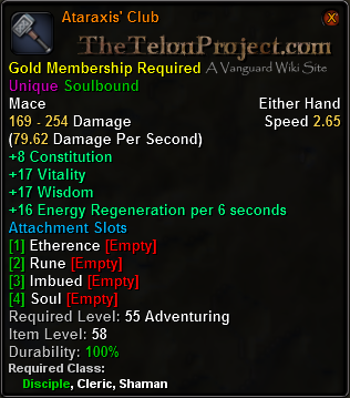 In-game tooltip for Ataraxis Club