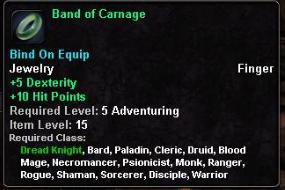 In-game tooltip for Band of Carnage