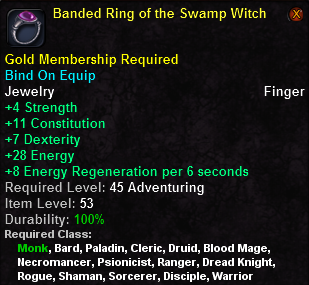 In-game tooltip for Banded Ring of the Swamp Witch