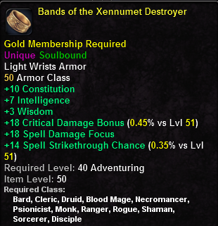 In-game tooltip for Bands of the Xennumet Destroyer