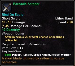 In-game tooltip for Barnacle Scraper