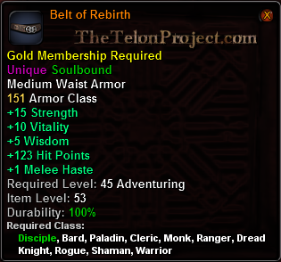 In-game tooltip for Belt of Rebirth