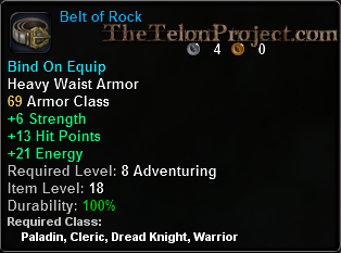 In-game tooltip for Belt Of Rock