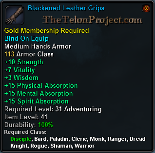 In-game tooltip for Blackened Leather Grips