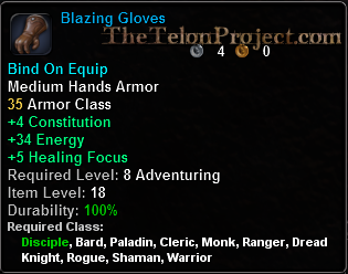 In-game tooltip for Blazing Gloves
