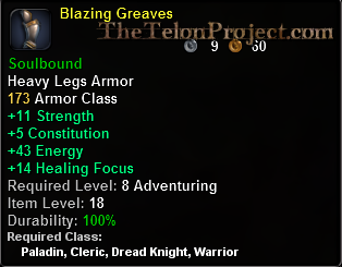 In-game tooltip for Blazing Greaves