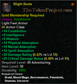 In-game tooltip for Blight Boots