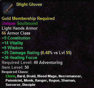 In-game tooltip for Blight Gloves