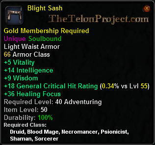 In-game tooltip for Blight Sash
