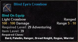 In-game tooltip for Blind Eye's Crossbow