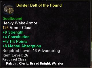 In-game tooltip for Bolster Belt Of The Hound