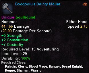 In-game tooltip for Booqoolu's Dainty Mallet
