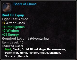 In-game tooltip for Boots Of Chaos