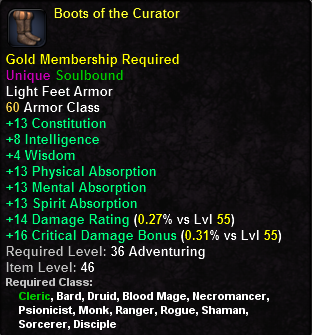 In-game tooltip for Boots of the Curator