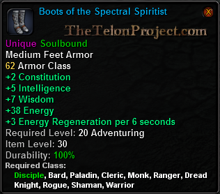 In-game tooltip for Boots of the Spectral Spiritist