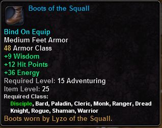 In-game tooltip for Boots Of The Squall