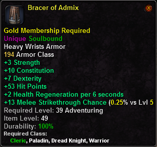 In-game tooltip for Bracer of Admix
