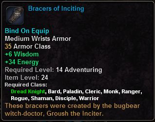 In-game tooltip for Bracers Of Inciting