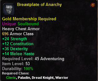 In-game tooltip for Breastplate of Anarchy