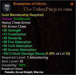 In-game tooltip for Breastplate of Inferno