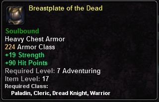 In-game tooltip for Breastplate Of The Dead