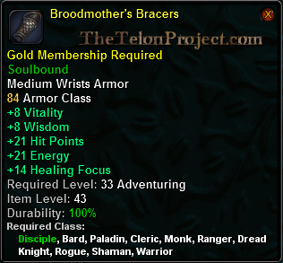 In-game tooltip for Broodmother's Bracers