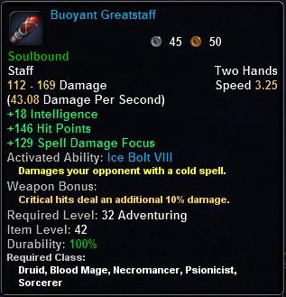 In-game tooltip for Buoyant Greatstaff