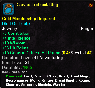 In-game tooltip for Carved Trolltusk Ring