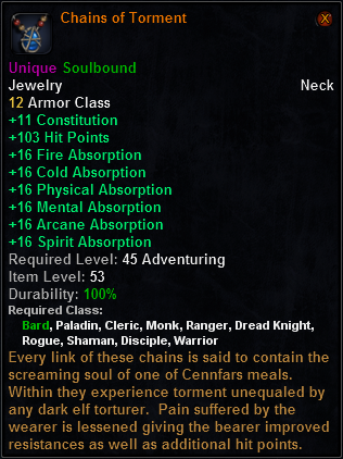 In-game tooltip for Chains of Torment