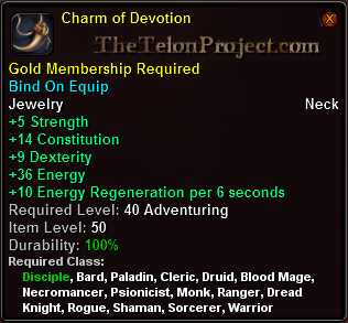In-game tooltip for Charm of Devotion