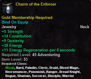 In-game tooltip for Charm of the Enforcer