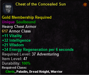 In-game tooltip for Chest of the Concealed Sun