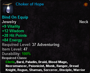 In-game tooltip for Choker of Hope