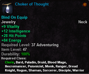 In-game tooltip for Choker of Thought