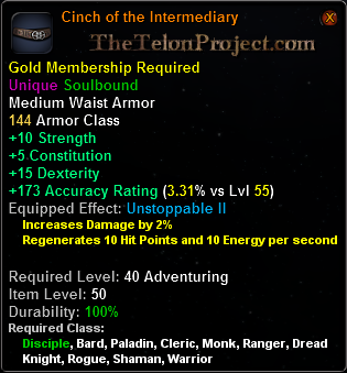 In-game tooltip for Cinch of the Intermediary