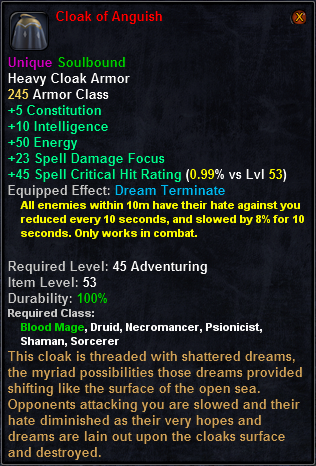 In-game tooltip for Cloak of Anguish